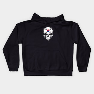 Chaotic South Korean Flag Splatter Skull Kids Hoodie